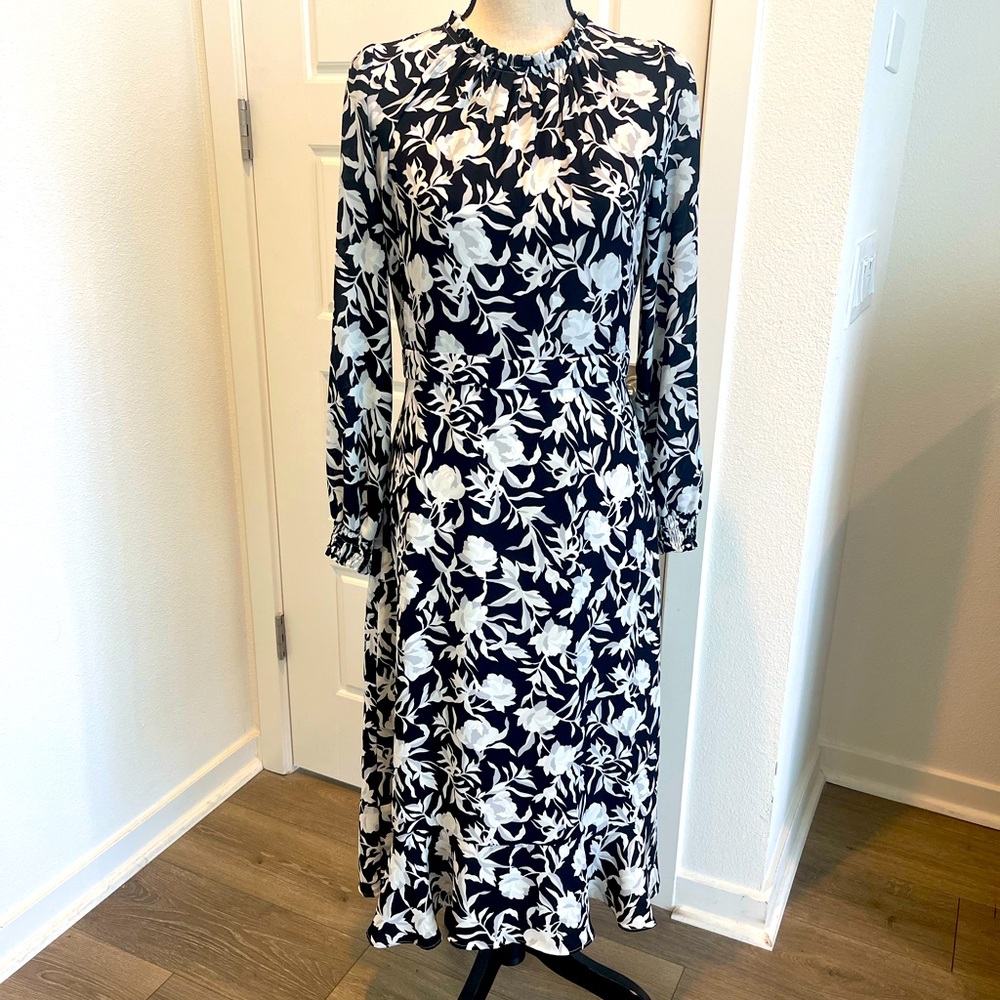 J Crew Long Sleeve Floral Midi Dress Size 6